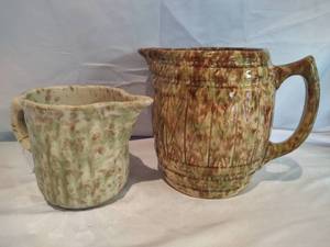 lot 58 image: Spatterware Glazed Pitchers.