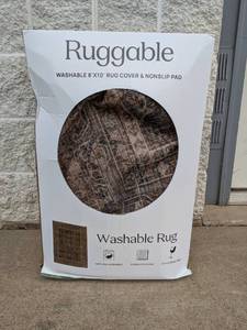 RUGGABLE 8x10 MACHINE WASHABLE RUG COVER & NONSLIP PAD