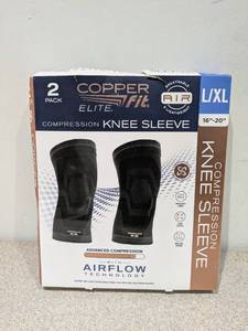 lot 68 image: COPPER FIT ELITE LXL COMPRESSION KNEE SLEEVE 2PK.