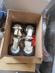 lot 157 image: NEW TOOL BOX CASTERS AND HANDLES