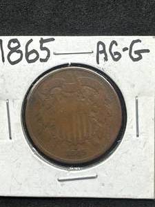 lot 2 image: 1865 Two Cent Piece