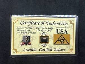 lot 19 image: 14 Grain .999 24kt Gold Bar