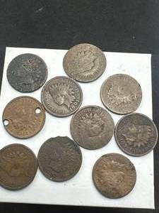 lot 20 image: Lot of 10 Indian Head Pennies