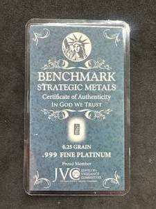 lot 45 image: 14 Grain .999 Fine Platinum Bar