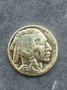 lot 49 image: 24kt Gold Plated Buffalo Nickel