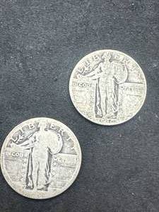 lot 55 image: Lot of 2 Walking Liberty Quarters