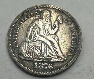 lot 58 image: 1876 Seated Liberty Dime