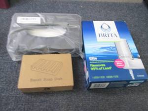 lot 106 image: Brita Faucet Filter, Car Tissue Hol...
