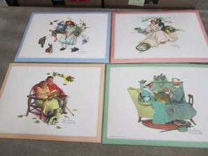 lot 192 image: 3 sets of 4 (12) Norman Rockwell Pl...