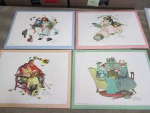 lot 193 image: 3 sets of 4 (12) Norman Rockwell Pl...
