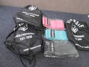 lot 239 image: 3- 3 pc GymWolf Resistance Bands wi...