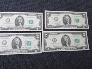 lot 274 image: 4 Sequential, Uncirculated $2 Bills...