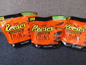 lot 473 image: 3- 7.37 oz Reeses Dark Thins...