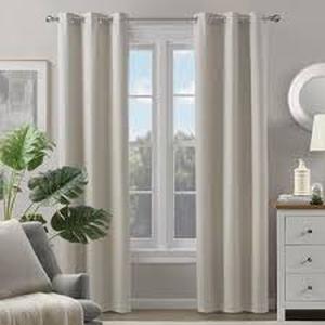 lot 15 image: Lot of LiGHTSOUT with EnerShield Technology Fairfax Ivory 38 in. W x 95 in. L Grommet 100% Blackout Curtain (Single Panel) Customer Returns See Pictures