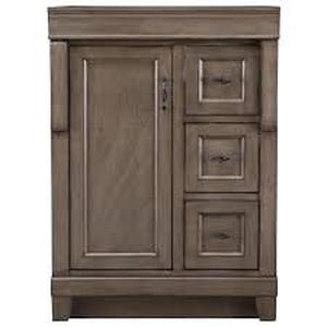 Home Decorators Collection Naples 24 in. W x 21.63 in. D x 34 in. H Bath Vanity Cabinet without Top in Distressed Grey    Customer Returns See Pictures