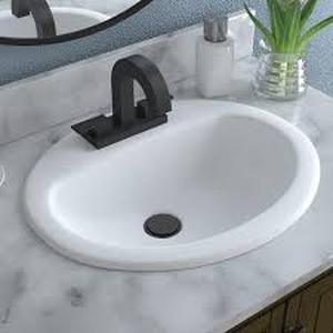 lot 34 image: Glacier Bay Aragon 20 in. Drop-In Oval Vitreous China Bathroom Sink in White  Customer Returns See Pictures