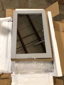 lot 34 image: Puluomis 24 in. W x 19 in. D x 32 in. H Bath Vanity in Gray with Solid Surface Top in Gray  Customer Returns See Pictures