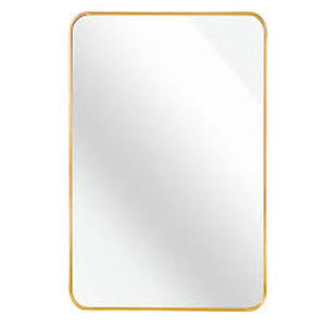 lot 5 image: Ta. 24 in. W x 32 in. H Gold Rectangle Framed Mirror   Customer Returns See Pictures
