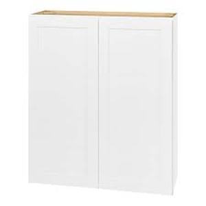 lot 4 image: Hampton Bay Avondale 36 in. W x 12 in. D x 42 in. H Ready to Assemble Plywood Shaker Wall Kitchen Cabinet in Alpine White  Customer Returns See Pictures