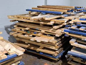 lot 528 image: Lot of (1 Large Pallet) Wood Boards  Assorted Sizes