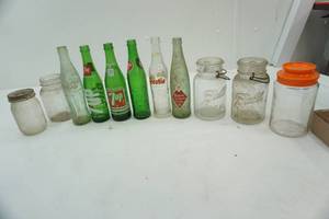 lot 84 image: Vintage glass jars & pop bottles