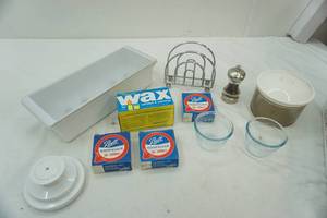 lot 114 image: Canning rubbers, wax, & more