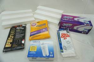 lot 129 image: Swiffer wet jet cloths, Brita Filters, Vacuum bags