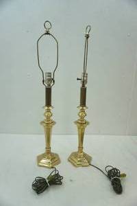 lot 134 image: metal lamps 29 tall (2ct) with shades
