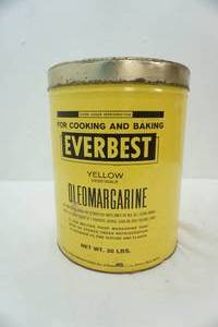 lot 136 image: Vintage 30 lb. margarine tin Everbest