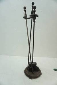 lot 154 image: Fireplace poker, broom, & stand