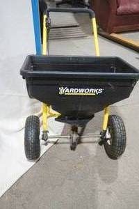lot 214 image: Yardworks push spreader 85 lbs.