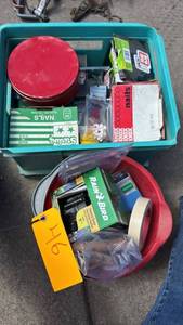lot 46 image: Rain Bird 1-Inch Heavy Duty In-Line Valve & crate of assorted fasters and more