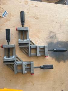 lot 89 image: (2) Wolfcraft Corner Clamps, Adjustable Handle, Red Pivot Knob, Quick-Release