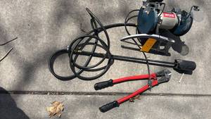 lot 115 image: Ryobi Bench Grinder, torch & bolt cutter 120V