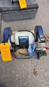 lot 120 image: RIKON Low Speed 80-805 8 Bench Grinder, 120V, 1750 RPM, Serial 1704101040384