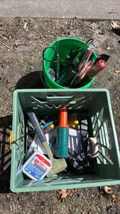lot 140 image: Assorted Craftsman Ratchet Screwdriver, Starrett Miter Saw Protractor, Skil Jigsaw Blades Set