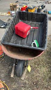 lot 144 image: Wheelbarrow, Plastic Tray & gas can