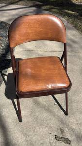lot 186 image: Brown Vinyl Folding Chair with Metal Frame