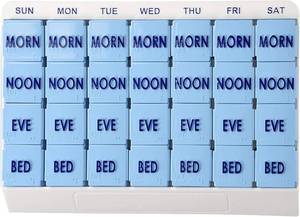 lot 55 image: White Earth Nation Home Health 7-Day4-Times Daily Weekly Pill Organizer  Clear Compartments with Secure Lids  Easy-to-Read Labels for AMPM Scheduling  Great Condition  Convenient Solution for Managing Medications