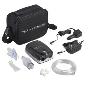 lot 44 image: MSRP $130 Medquip Drive MQ5300 Airial Voyager Portable Nebulizer Set  Includes Carry Bag, User Manual & Power Adapter  Lightweight and Compact Design for Easy Travel or Home Use  Quiet Operation with Adjustable Settings  Great Condition
