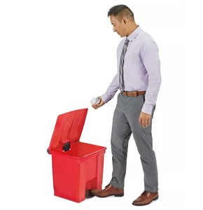 lot 63 image: WOW MSRP $600   Lot of 4 Rubbermaid Commercial 8-Gallon Step-On Waste Containers Trash Cans  Red  Durable & Convenient Step-On Design  Great Condition  Perfect for Home, Office, or Commercial Use