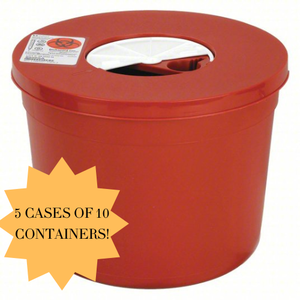 lot 71 image: MSRP Over $500   Lot of 5 Cases (50 Total) NEW Covidien 5-Qt Red Sharps Containers  Safe, Easy Needle Disposal  Must-Have for Clinics, Labs & More  Durable, Snap-Close Lids for Secure Use