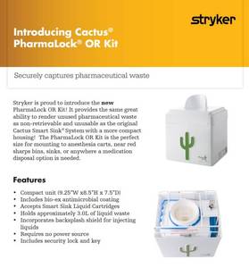 lot 97 image: MSRP $150 NEW Stryker 0085-002-001 Pharma Lock OR Controlled Substance Waste Management System with Manual  Secure, Compliant Disposal with Cactus Design  Reliable Waste Control and Safety for Operating Rooms and Medical Facilities