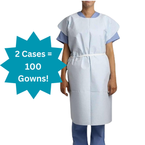 lot 14 image: NEW 2 Cases (50 Gowns Per Case) MediChoice MC11108 30 x 42 TissuePolyTissue Exam Gowns  Blue  Disposable Medical Exam Gowns For Patients  Comfortable Lightweight Material
