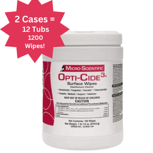 lot 20 image: MSRP $250   NEW 2 Cases (6 Tubs per Case 600 Wipes) Micro-Scientific OCW06-100 Opti-Cide 3 Disinfectant Cleaner Surface Wipes - Effective Broad-Spectrum Disinfectant - Convenient Ready-To-Use Wipes - Great for High-Touch Surfaces