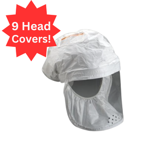 lot 24 image: MSRP $450  3 3-Packs (9 Total) of 3M BE-12L Tychem Head Covers&nbspHood PAPR SAR Respirator&nbspSize Large Durable Protective Head Covers Designed For Safety and Comfort  Perfect For Industrial Or Medical Use