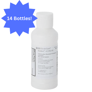 lot 45 image: MSRP $140   Lot of 14 BD 29900-404 4 fl. oz. Scrub Care Exidine -4 CHG 4% Chlorhexidine Gluconate Single-Use Non-Sterile Antiseptic Solution  Ideal for Medical & Personal Use Antiseptic for Effective Skin Prep and Infection Control