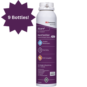 lot 53 image: MSRP $170  Lot of 9 SCJ Alcare Plus 9 oz. Foaming Hand Sanitizers  Trusted by Healthcare Pros  Quick-Drying, No Water Needed  Powerful Germ Protection for Clinics, Offices, Classrooms & More