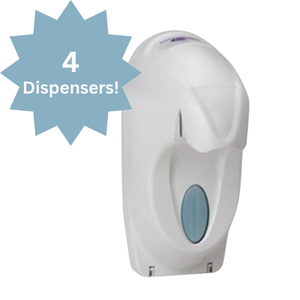 lot 73 image: 1 Open Box(4 Dispensers) Ecolab 92723188 Huntington Hand Hygiene Wall Mount Push Dispensers  Durable, Easy-to-Use Design  Ideal for Clinics, Offices & Public Spaces