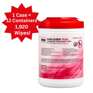 lot 106 image: MSRP $150  1 Case (12 each) PDI Q89072 160-Pack Sani-Cloth Plus Germicidal Disposable Wipes  Large Size  Effective Germicidal Formula  Ideal for Medical, Dental & Healthcare Settings  Bulk Pack for Reliable Daily Disinfection